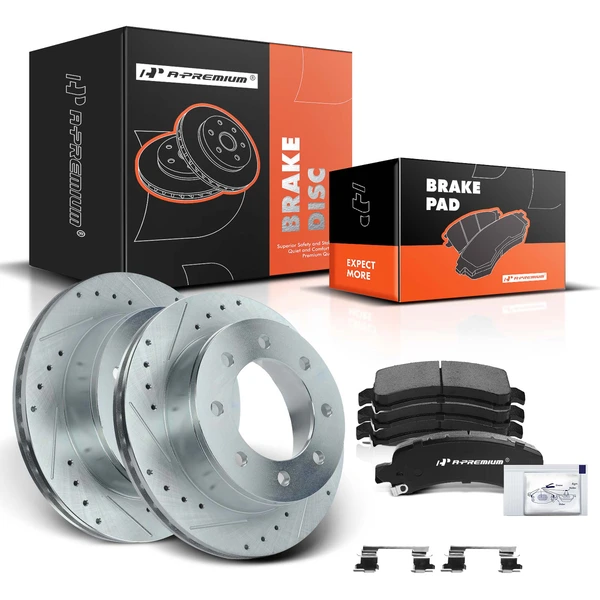 2006-2019 Chevrolet Express 2500 Brake Pad and Rotor Kit, 6 Pcs, Rear Driver & Passenger, A-Premium, APBRPS088