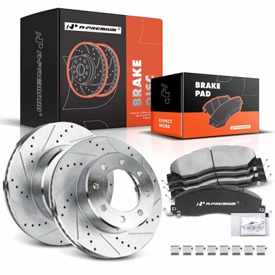 Front Drilled Rotors & Ceramic Brake Pads