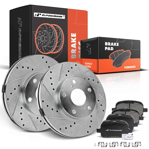 Brake Pad and Rotor Kit, 6 Pcs, Front Driver & Passenger, A-Premium, APBRPS267