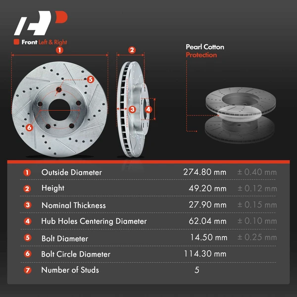 Drilled & Slotted Disc Brake Rotors and Ceramic Pads Kit, 12 Pcs, Front & Rear, A-Premium, APBRPS087