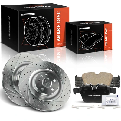 6 Pcs Rear Drilled Rotors & Ceramic Brake Pads