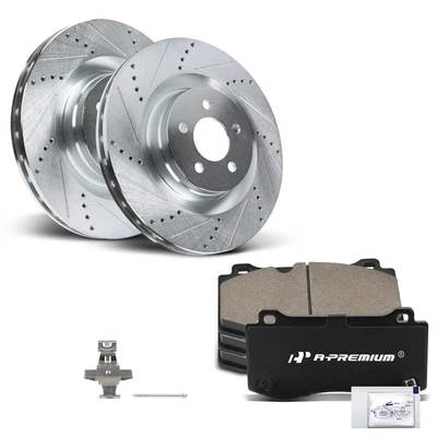 Front Drilled Rotors & Ceramic Brake Pads