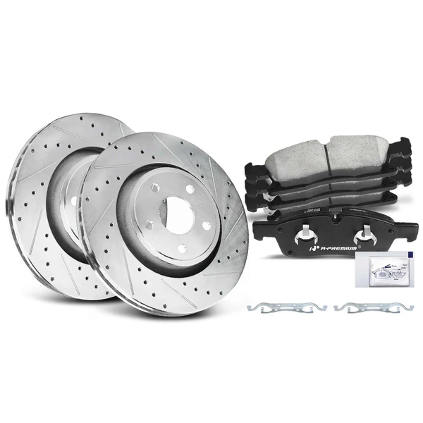 Brake Pad and Rotor Kit, 6 Pcs, Front Driver & Passenger, A-Premium, APBRPS227