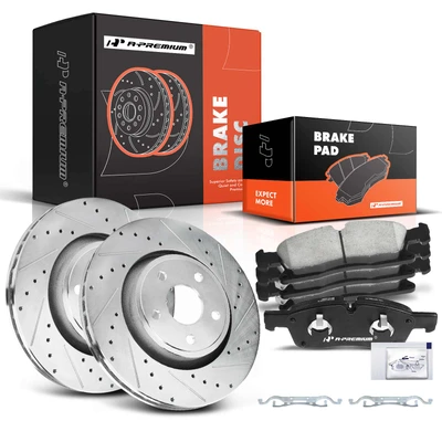 Front Drilled Rotors & Ceramic Brake Pads
