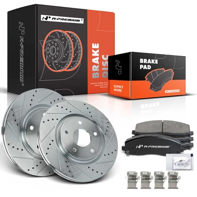 Front Drilled Rotors & Ceramic Brake Pads