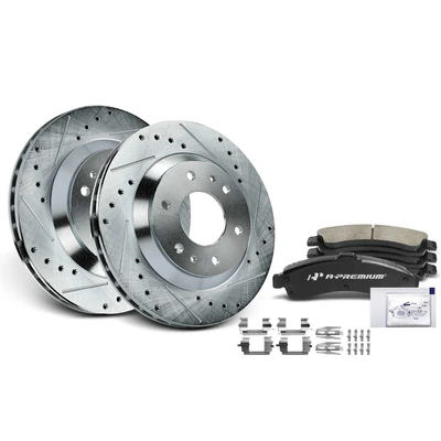 Front Drilled Rotors & Ceramic Brake Pads