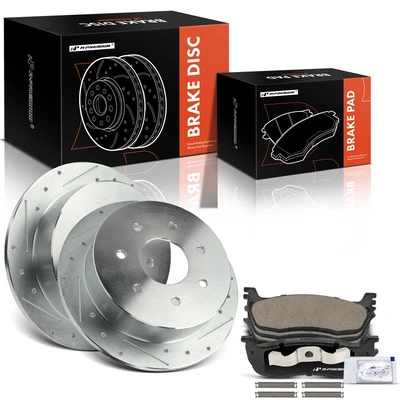 6 Pcs Rear Drilled Rotors & Ceramic Brake Pads