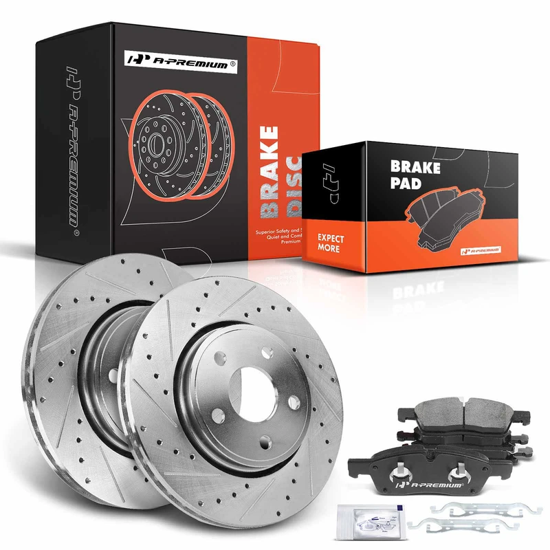 Brake Rotor + Brake Pad, Set of 6, Front Driver & Passenger, A-Premium APBRPS092