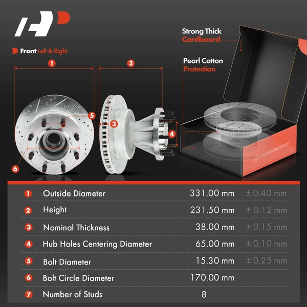 Brake Pad and Rotor Kit, 6 Pcs, Front Driver & Passenger, A-Premium, APBRPS1195