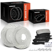 2009-2014 Mitsubishi Lancer Brake Pad and Rotor Kit, 6 Pcs, Rear Driver & Passenger, A-Premium, APBRPS1196