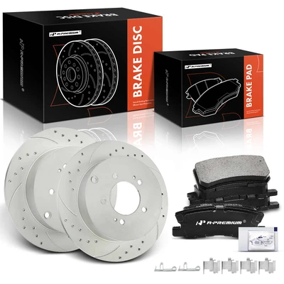 6 Pcs Rear Drilled Rotors & Ceramic Brake Pads