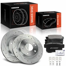 6 Pcs Rear Drilled Rotors & Ceramic Brake Pads