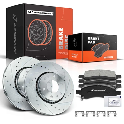 Front Drilled Rotors & Ceramic Brake Pads