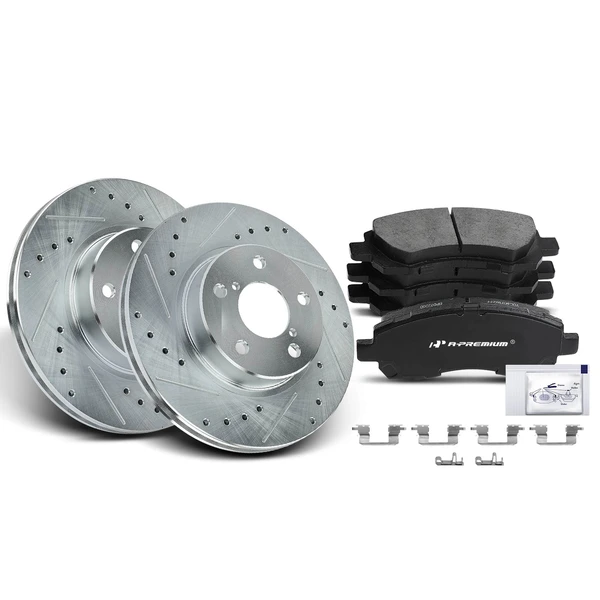 Brake Pad and Rotor Kit, 6 Pcs, Front Driver & Passenger, A-Premium, APBRPS099