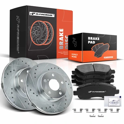 Front Drilled Rotors & Ceramic Brake Pads