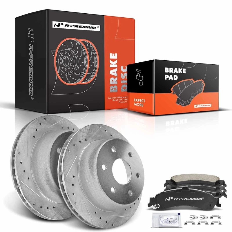 Rear Drilled Rotors & Ceramic Brake Pads for Chevrolet Silverado 1500 GMC