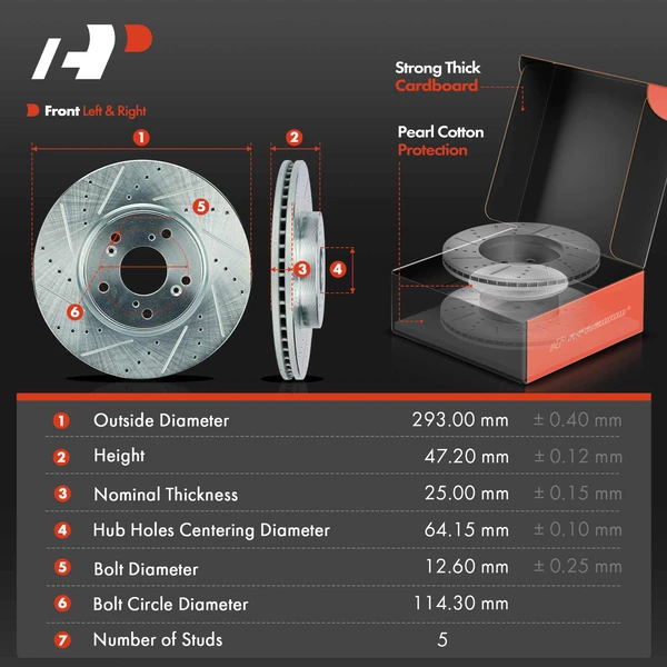 Drilled & Slotted Disc Brake Rotors and Ceramic Pads Kit, 6 Pcs, Front Driver & Passenger, A-Premium, APBRPS1211