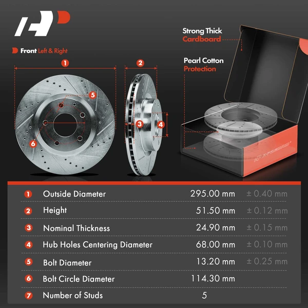 Drilled & Slotted Disc Brake Rotors and Ceramic Pads Kit, 6 Pcs, Front Driver & Passenger, A-Premium, APBRPS1213