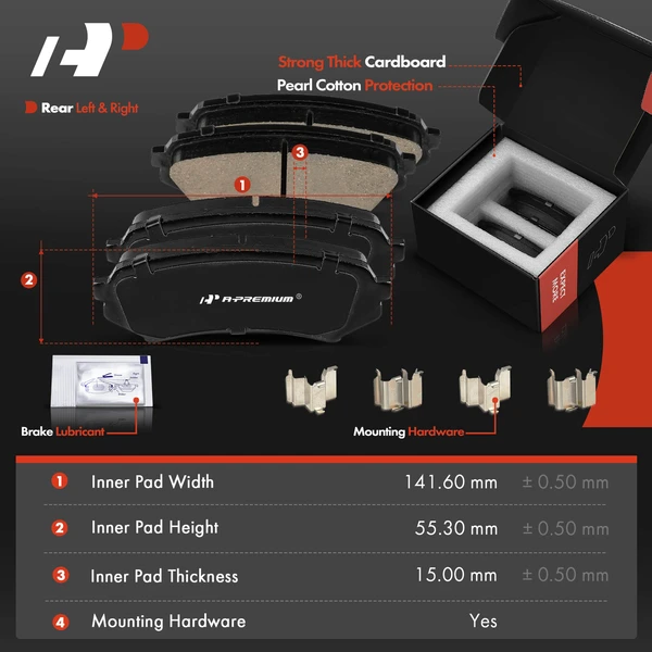 Drilled & Slotted Disc Brake Rotors and Ceramic Pads Kit, 6 Pcs, Rear Driver & Passenger, A-Premium, APBRPS1215
