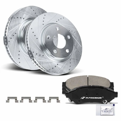Front Drilled Rotors & Ceramic Brake Pads
