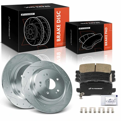 6 Pcs Rear Drilled Rotors & Ceramic Brake Pads