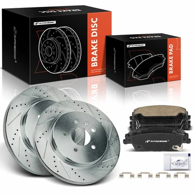 6 Pcs Rear Drilled Rotors & Ceramic Brake Pads