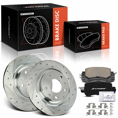 6 Pcs Rear Drilled Brake Rotors & Ceramic Brake Pads