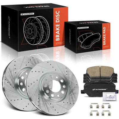 6 Pcs Front Drilled Rotors & Ceramic Brake Pads