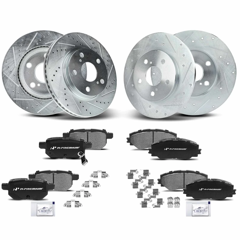 Front & Rear Drilled Rotors & Ceramic Brake Pads for Scion xB 2008-2015