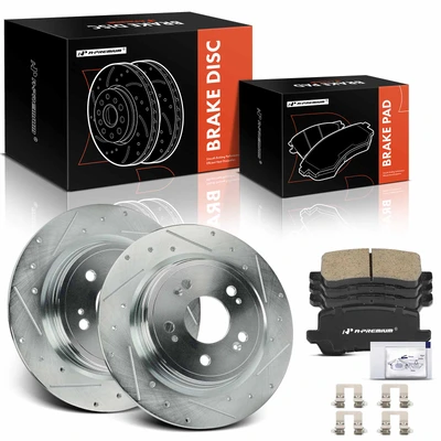 6 Pcs Rear Drilled Rotors & Ceramic Brake Pads