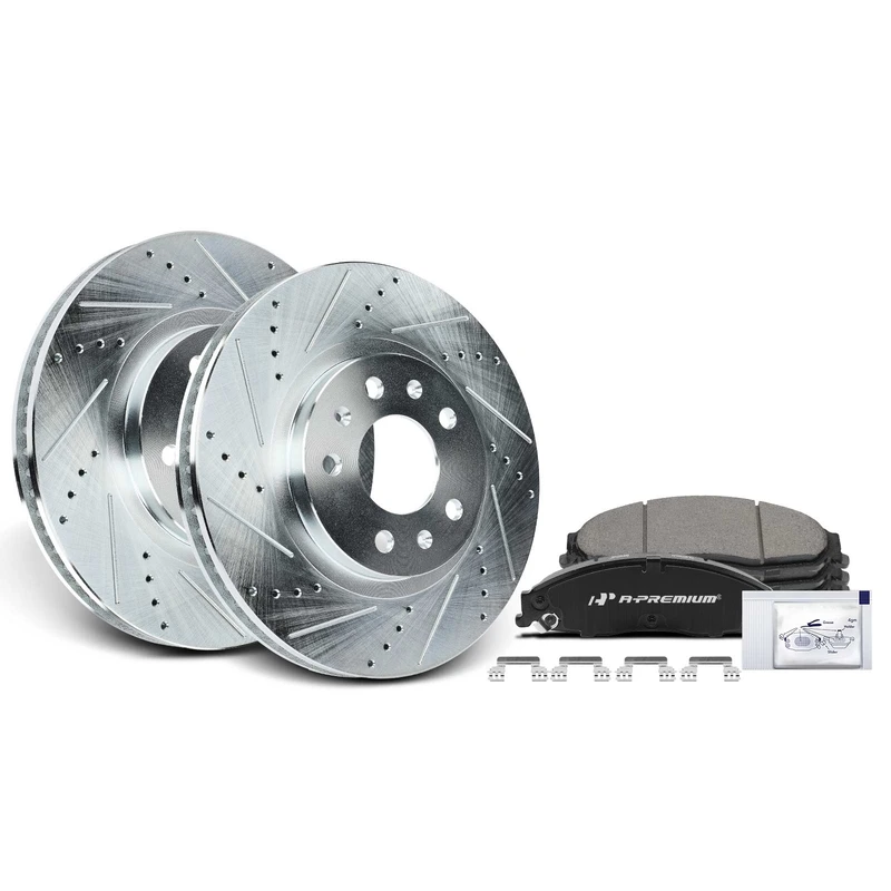 Front Drilled Rotors & Ceramic Brake Pads for Cadillac CTS 2003-2007