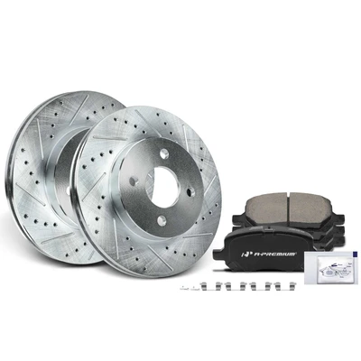 Front Drilled Rotors & Ceramic Brake Pads