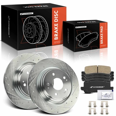 6 Pcs Rear Drilled Rotors & Ceramic Brake Pads