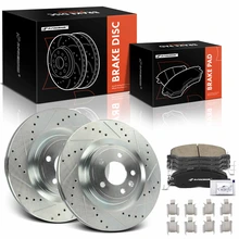 6 Pcs Front Drilled Rotors & Ceramic Brake Pads