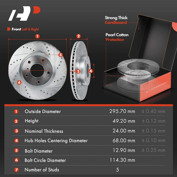 Drilled & Slotted Disc Brake Rotors and Ceramic Pads Kit, 12 Pcs, Front & Rear, A-Premium, APBRPS611