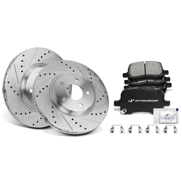 2004-2007 Saturn Ion Brake Pad and Rotor Kit, 6 Pcs, Front Driver & Passenger, A-Premium, APBRPS014