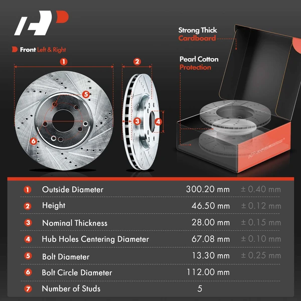 Drilled & Slotted Disc Brake Rotors and Ceramic Pads Kit, 12 Pcs, Front & Rear, A-Premium, APBRPS380