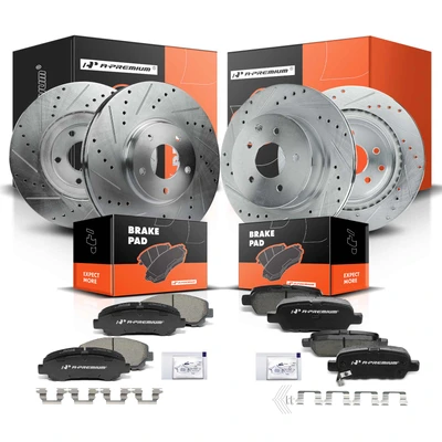 Front & Rear Drilled Rotors & Ceramic Brake Pads