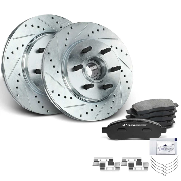 Brake Pad and Rotor Kit, 6 Pcs, Front Driver & Passenger, A-Premium, APBRPS333