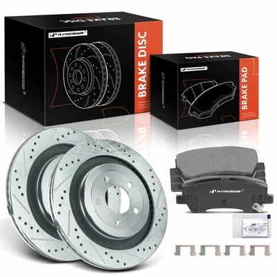 6 Pcs Rear Drilled Brake Rotors & Ceramic Brake Pads