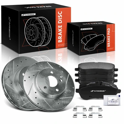 6 Pcs Front Drilled Rotors & Ceramic Brake Pads