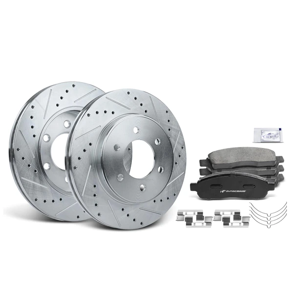 2004-2008 Ford F-150 Brake Pad and Rotor Kit, 6 Pcs, Front Driver & Passenger, A-Premium, APBRPS109