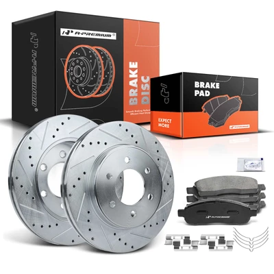 Front Drilled Rotors & Ceramic Brake Pads
