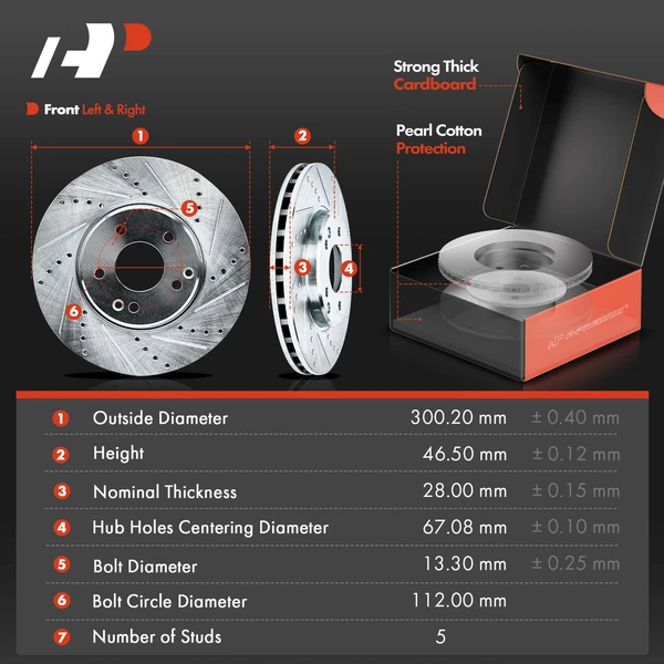 Drilled & Slotted Disc Brake Rotors and Ceramic Pads Kit, 6 Pcs, Front Driver & Passenger, A-Premium, APBRPS375