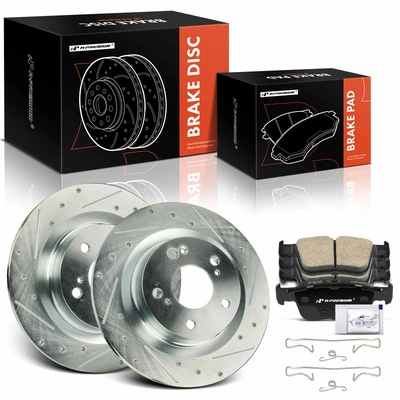 6 Pcs Rear Drilled Rotors & Ceramic Brake Pads