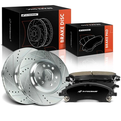 6 Pcs Front Drilled Brake Rotors & Ceramic Brake Pads