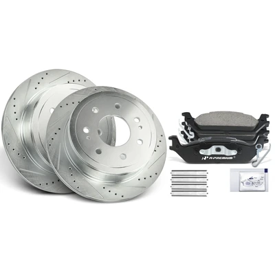 6 Pcs Rear Drilled Brake Rotors & Brake Pads