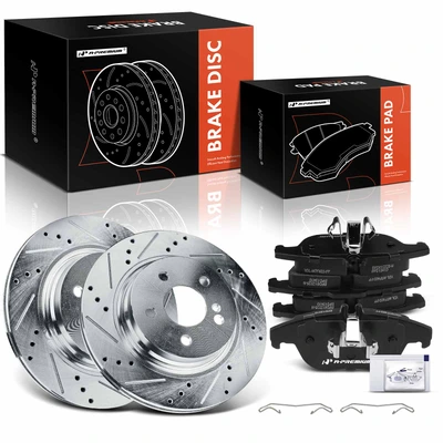6 Pcs Rear Drilled Rotors & Ceramic Brake Pads
