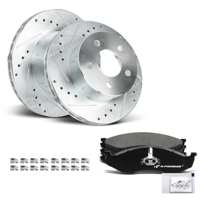 Front Drilled Rotors & Ceramic Brake Pads