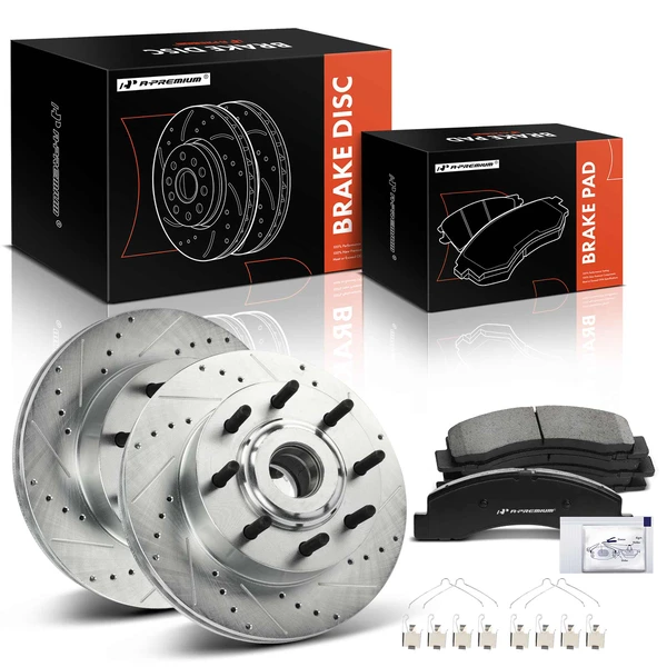 Brake Pad Rotor and Caliper Set, 6 Pcs, Front Driver & Passenger, A-Premium, APBRPS1253